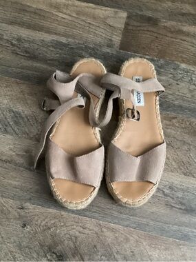 Steve Madden Beige Suede Espadrille Sandals with Ankle Strap